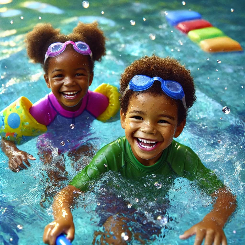 Enfants heureux dans l'eau